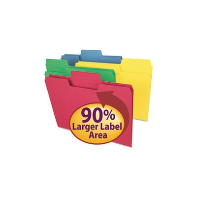 SuperTab Colored File Folders, 1 / 3 Cut, Letter, Assorted, 100 / Box