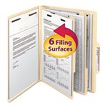 Manila Classification Folders with 2 / 5 Right Tab, Letter, Six-Section, 10 / Box