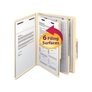 Manila Classification Folders with 2 / 5 Right Tab, Letter, Six-Section, 10 / Box