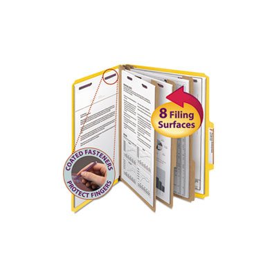 3" Expansion Classification Folder, 2 / 5 Cut, Letter, 8-Section, Yellow, 10 / Box