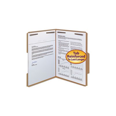 11 Point Kraft Folders, Two Fasteners, 2 / 5 Cut Top Tab, Letter, Brown, 50 / Box