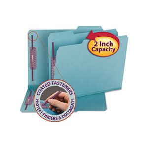 Colored Pressboard Fastener Folders, Letter, 1 / 3 Cut, Blue, 25 / Box