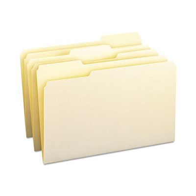 1 / 3 Cut Assorted Position File Folders, One-Ply Top Tab, Legal, Manila, 100 / Box