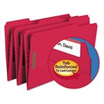 Folders, Two Fasteners, 1 / 3 Cut Assorted, Top Tab, Legal, Red, 50 / Box