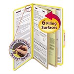 Pressboard Classification Folders, Legal, Six-Section, Yellow, 10 / Box