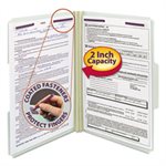 FASTENER FOLDERS, 2" EXPANSION, 1 / 3 Top Tab, Legal, Gray / Green, 25 / Box