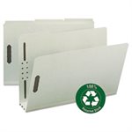 Recycled Pressboard Fastener Folders, Legal, 3" Expansion, Gray / Green, 25 / Box