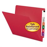 Colored File Folders, Straight Cut, Reinforced End Tab, Letter, Red, 100 / Box
