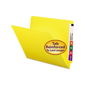 Colored File Folders, Straight Cut, Reinforced End Tab, Letter, Yellow, 100 / Box