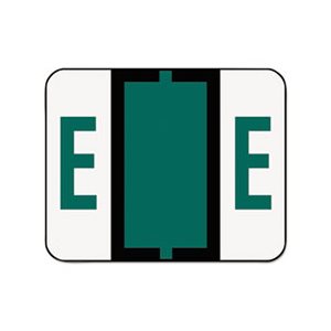 A-Z Color-Coded Bar-Style End Tab Labels, Letter E, Dark Green, 500 / Roll