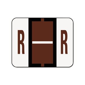 A-Z Color-Coded Bar-Style End Tab Labels, Letter R, Brown, 500 / Roll