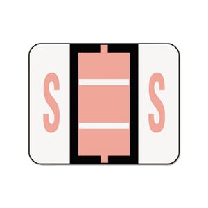 A-Z Color-Coded Bar-Style End Tab Labels, Letter S, Pink, 500 / Roll