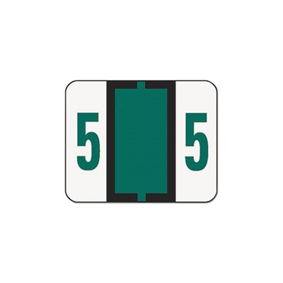 Single Digit End Tab Labels, Number 5, Dark Green, 500 / Roll