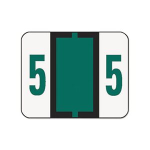 Single Digit End Tab Labels, Number 5, Dark Green, 500 / Roll