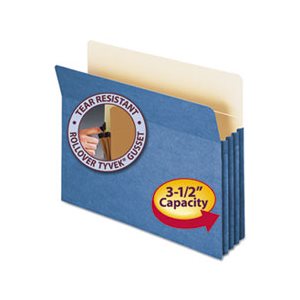 3 1 / 2" Exp Colored File Pocket, Straight Tab, Letter, Blue