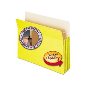 3 1 / 2" Exp Colored File Pocket, Straight Tab, Letter, Yellow