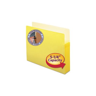 5 1 / 4" Exp Colored File Pocket, Straight Tab, Letter, Yellow