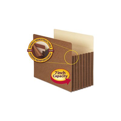 7" Exp Pocket with Tyvek, Straight, Letter, Manila / Redrope, 5 / Box