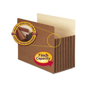 7" Exp Pocket with Tyvek, Straight, Letter, Manila / Redrope, 5 / Box