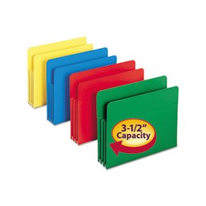 Exp File Pockets, Straight Tab, Poly, Letter, Assorted, 4 / Box