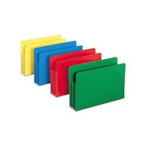 Exp File Pockets, Straight Tab, Poly, Legal, Assorted, 4 / Box