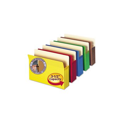 3 1 / 2" Exp Colored File Pocket, Straight Tab, Legal, Asst, 5 / Pack