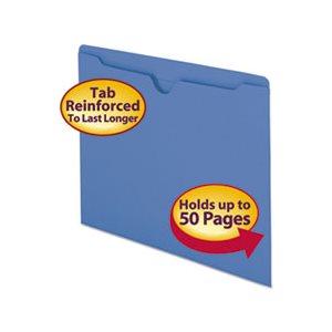 Colored File Jackets w / Reinforced 2-Ply Tab, Letter, 11pt, Blue, 100 / Box