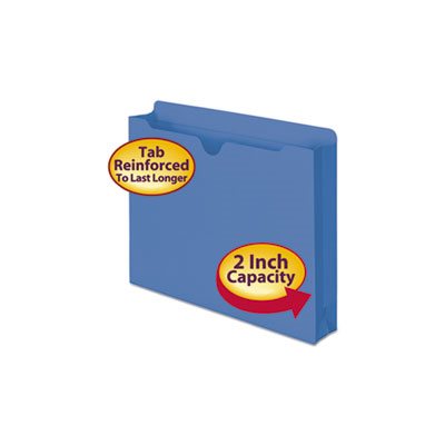 Colored File Jackets with Reinforced Double-Ply Tab, Letter, 11 Pt, Blue, 50 / Box