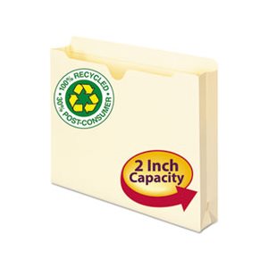 100% Recycled Top Tab File Jackets, Letter, 2" Exp, Manila, 50 / Box