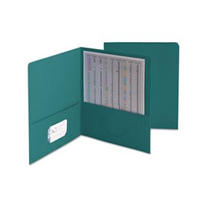 Two-Pocket Folder, Textured Paper, Teal, 25 / Box