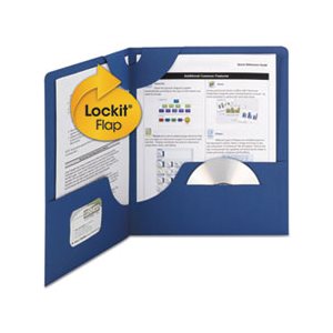 FOLDER, TWO-POCKET, Lockit, Textured Paper, 11" x 8.5", DARK Blue, 25 / BOX