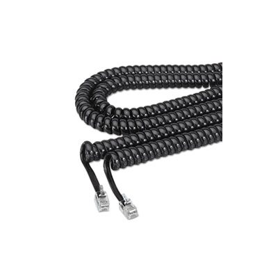 Coiled Phone Cord, Plug / Plug, 25 ft., Black