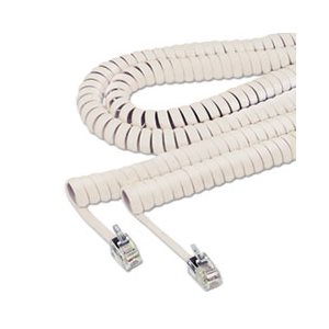 Coiled Phone Cord, Plug / Plug, 25 ft., Ivory