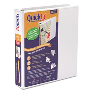 QUICKFIT D RING BINDER, 1 1 / 5, 8.5X11, WHITE