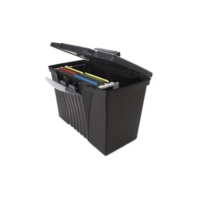 Portable File Storage Box w / Organizer Lid, Letter / Legal, Black