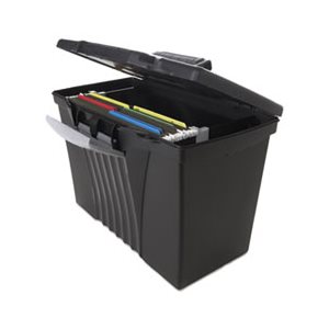 Portable File Storage Box w / Organizer Lid, Letter / Legal, Black