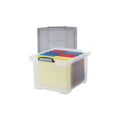 Portable File Tote w / Locking Handle Storage Box, Letter / Legal, Clear