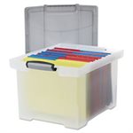 Portable File Tote w / Locking Handle Storage Box, Letter / Legal, Clear