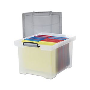 Portable File Tote w / Locking Handle Storage Box, Letter / Legal, Clear