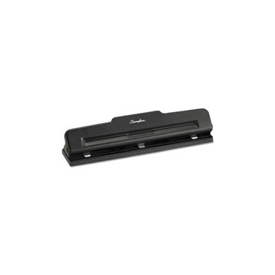 10-Sheet Desktop Two-to-Three-Hole Adjustable Punch, 9 / 32" Holes, Black