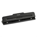 10-Sheet Desktop Two-to-Three-Hole Adjustable Punch, 9 / 32" Holes, Black