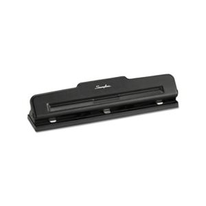 10-Sheet Desktop Two-to-Three-Hole Adjustable Punch, 9 / 32" Holes, Black