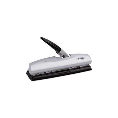 20-Sheet LightTouch Desktop Two-to-Seven-Hole Punch, 9 / 32" Holes, Silver / Black