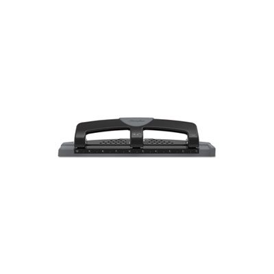 12-Sheet SmartTouch Three-Hole Punch, 9 / 32" Holes, Black / Gray