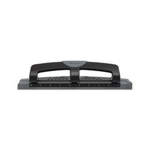 12-Sheet SmartTouch Three-Hole Punch, 9 / 32" Holes, Black / Gray