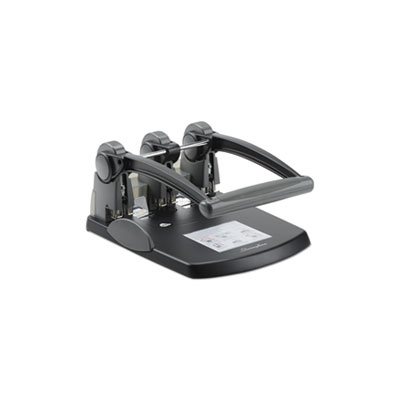 300-Sheet Extra High-Capacity Three-Hole Punch, 9 / 32" Holes, Black / Gray