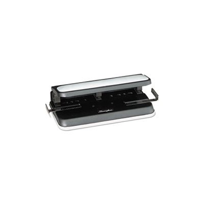 32-Sheet Easy Touch Two-to-Seven-Hole Punch, 9 / 32" Holes, Black / Gray