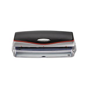 20-Sheet Optima Electric / Battery Three-Hole Punch, 9 / 32" Holes, Silver / Black