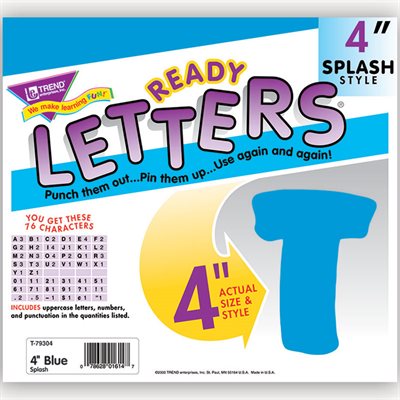 LETTERS, SPLASH READY, 4" BLUE UPPERCASE