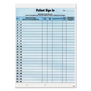 Patient Sign-In Label Forms, 8 1 / 2 x 11 5 / 8, 125 Sheets / Pack, Blue